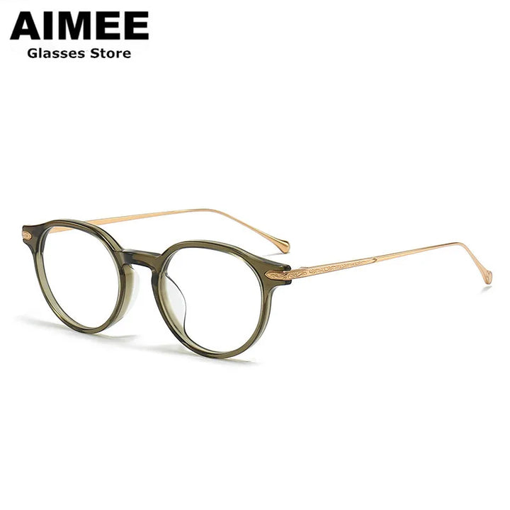 Aimee Women's Full Rim Round Acetate Titanium Eyeglasses 19011