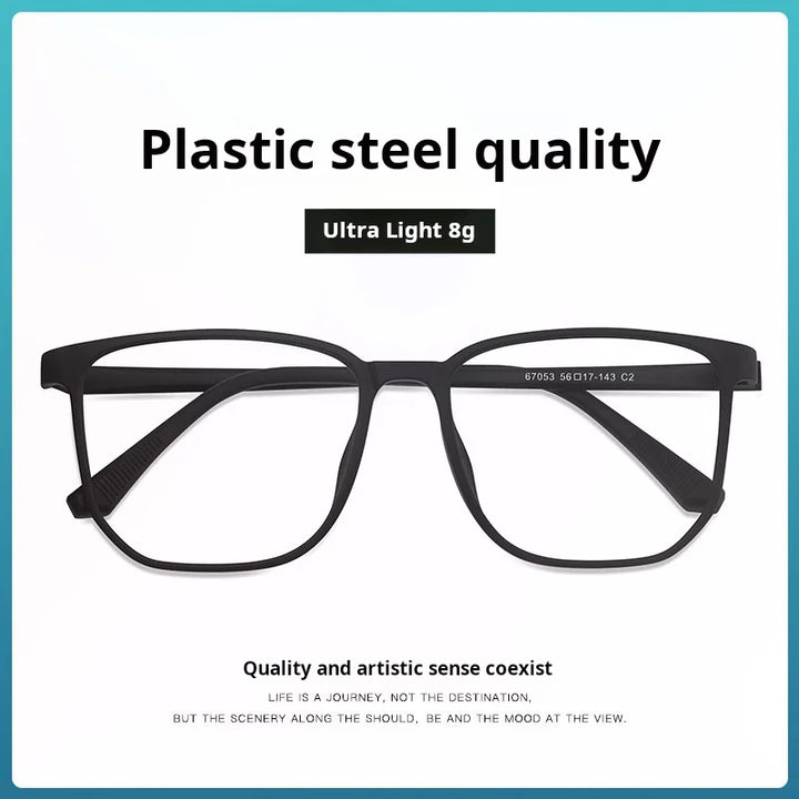 Xbora Unisex Full Rim Square Tr 90 Stainless Steel Eyeglasses 67053