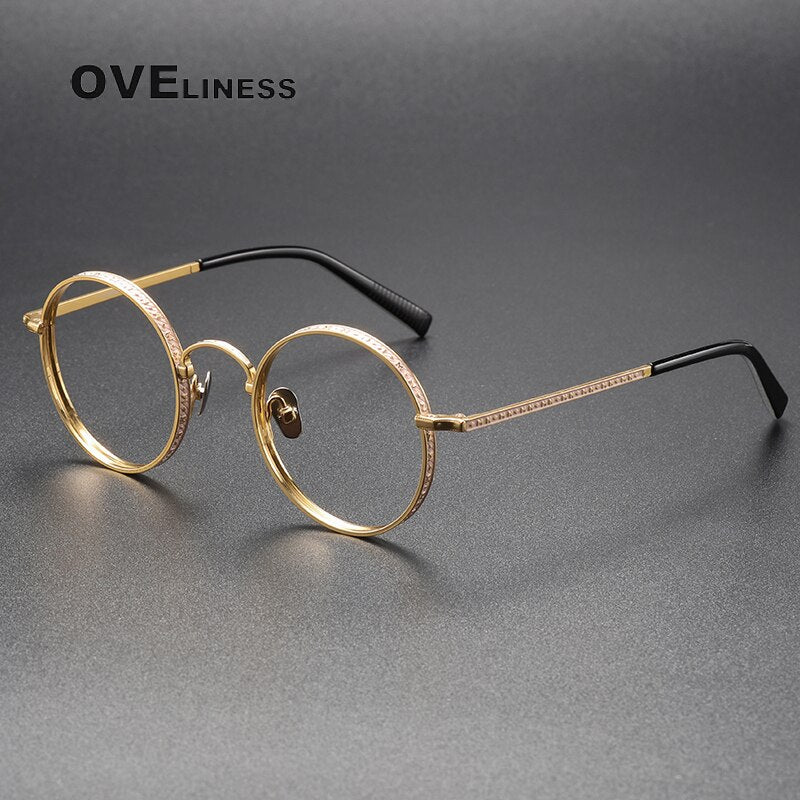 Oveliness Unisex Full Rim Round Titanium Eyeglasses M3100 Full Rim Oveliness gold  