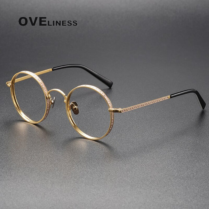 Oveliness Unisex Full Rim Round Titanium Eyeglasses M3100 Full Rim Oveliness gold  