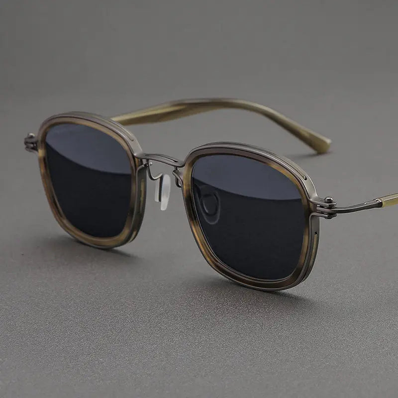 Black Mask Men Full Rim Square Titanium Polarized Sunglasses BM-A5863S
