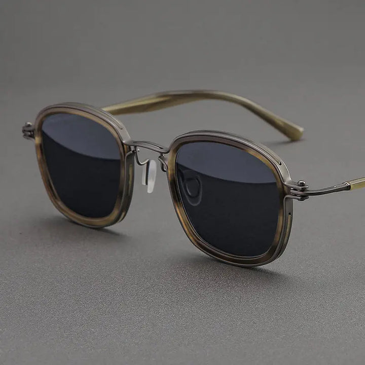 Black Mask Men Full Rim Square Titanium Polarized Sunglasses BM-A5863S