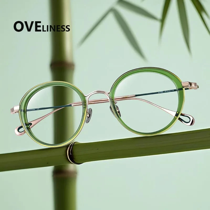 Oveliness Women's Full Rim Oval Acetate Titanium Eyeglasses 922159