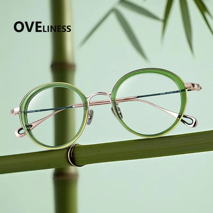 Oveliness Women's Full Rim Oval Acetate Titanium Eyeglasses 922159