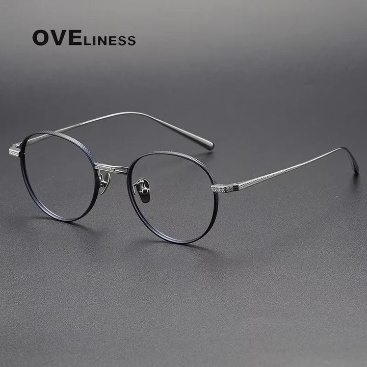 Oveliness Women's Full Rim Oval Round Titanium Eyeglasses 43027 Full Rim Oveliness blue silver