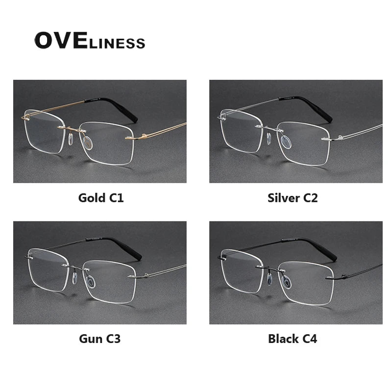 Oveliness Unisex Rimless Rectangle Titanium Eyeglasses O80960 Full Rim Oveliness   