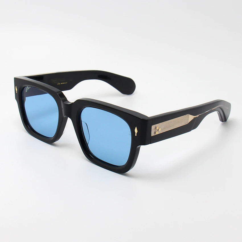 Black Mask Mens Full Rim Square Acetate Sunglasses 156161 Sunglasses Black Mask Black-Blue As Shown 