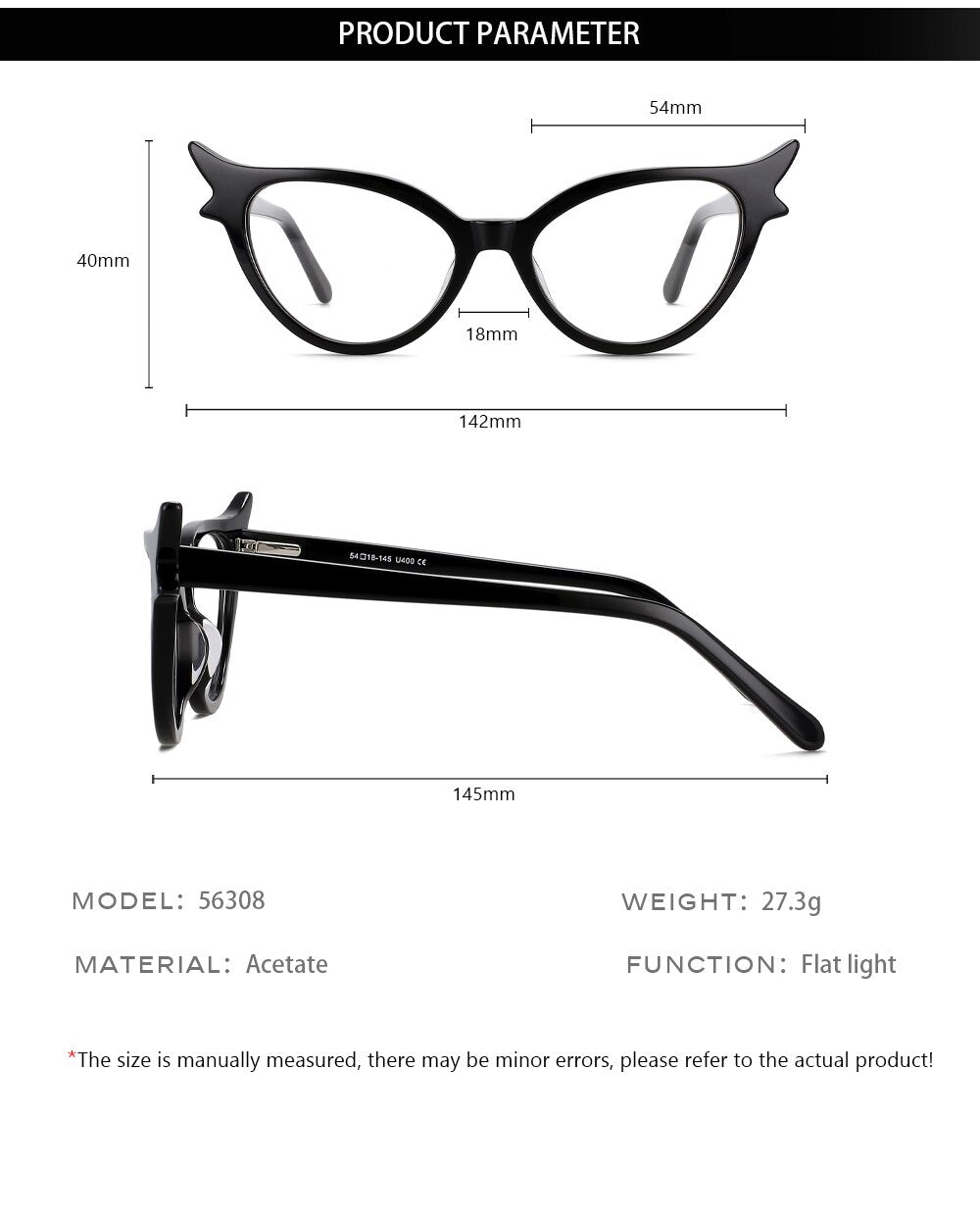 Black Oval cat-eye acetate sunglasses
