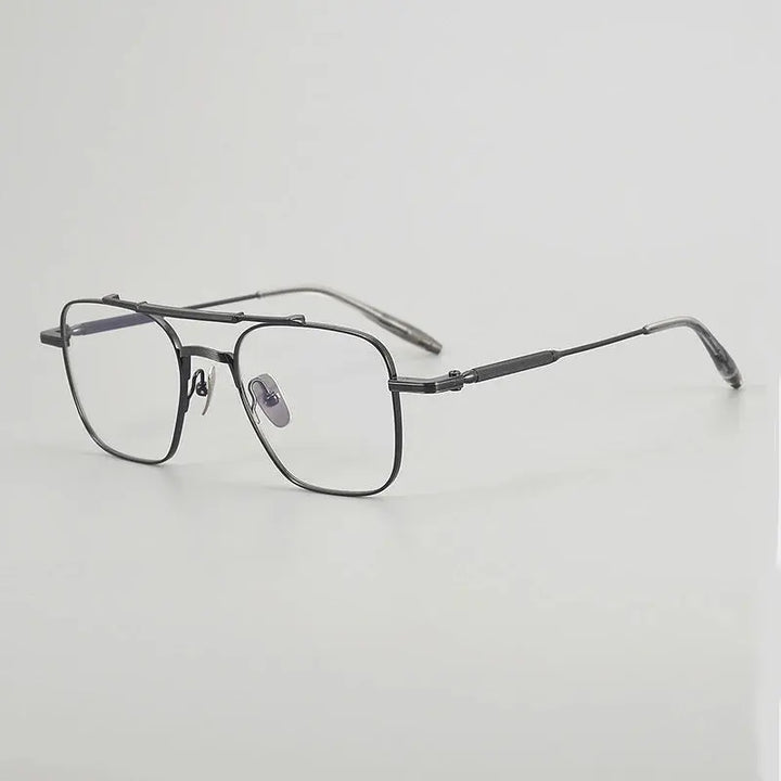 Gatenac Unisex Full Rim Big Square Double Bridge Titanium Eyeglasses 716830 FuzWeb