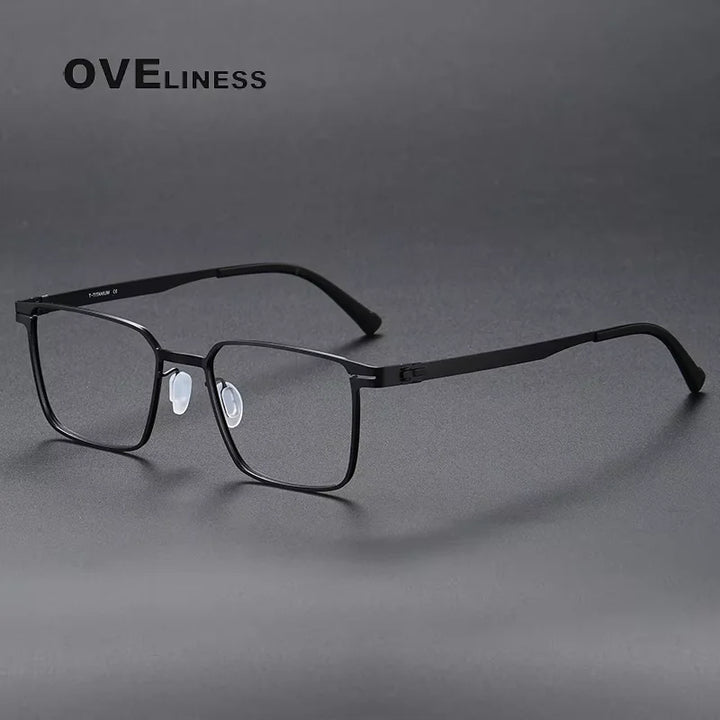 Oveliness Unisex Full Rim Square Titanium Eyeglasses 80998 Full Rim Oveliness black  