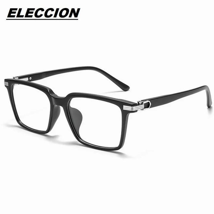 Eleccion Unisex Full Rim Square Tr 90 Titanium Eyeglasses 46688 Full Rim Eleccion Dark Black CHINA