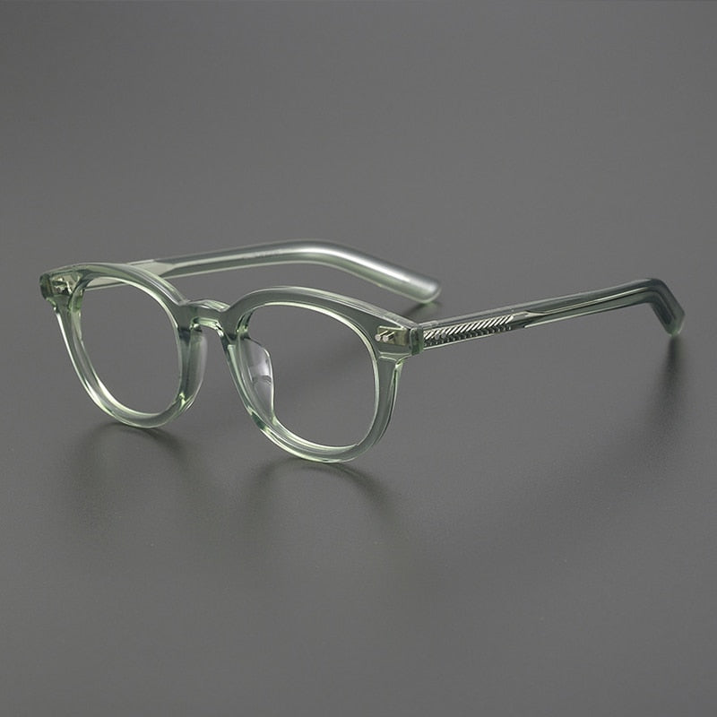 Gatenac Unisex Full Rim Round Square Handcrafted  Acetate Eyeglasses Gxyj1028 Full Rim Gatenac Green  