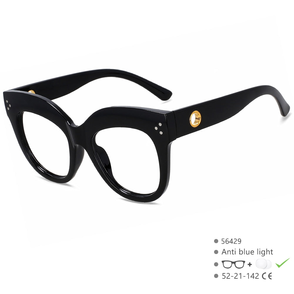 CCSpace Women's Full Rim Cat Eye PC Plastic Eyeglasses 56429 Full Rim CCspace Balck  