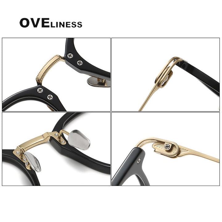 Oveliness Unisex Full Rim Square Acetate Titanium Eyeglasses 80870 Full Rim Oveliness   
