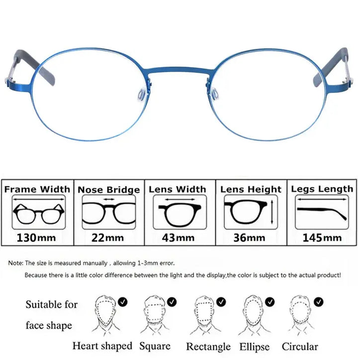 Bobbie 880600 Womens 130mm Titanium Full Rim Round  Frames — view 2 | Bobbie at FuzWeb
