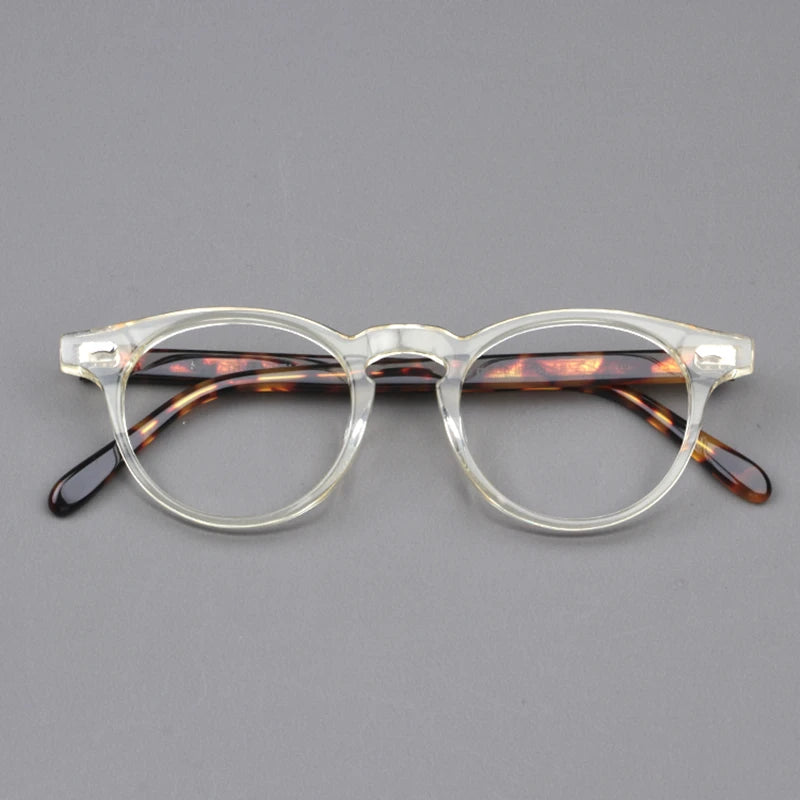 Black Mask Unisex Full Rim Acetate Round Eyeglasses Nn002 Full Rim Black Mask Clear Yellow  