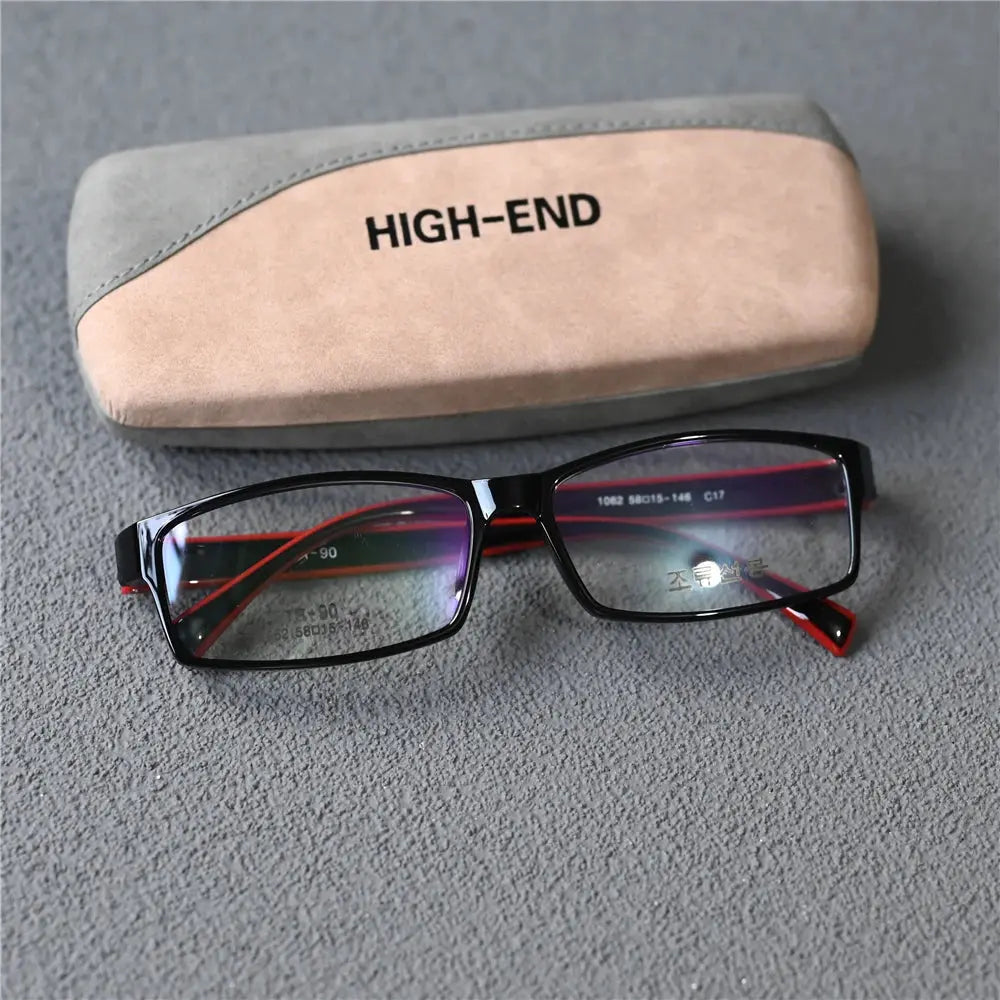 Cubojue Unisex Full Rim Square Tr 90 Titanium Reading Glasses 14518 - black red