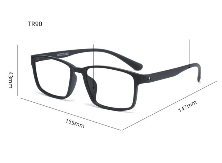 Cubojue Unisex Full Rim Square Tr 90 Titanim Reading Glasses 71557 Reading Glasses Cubojue