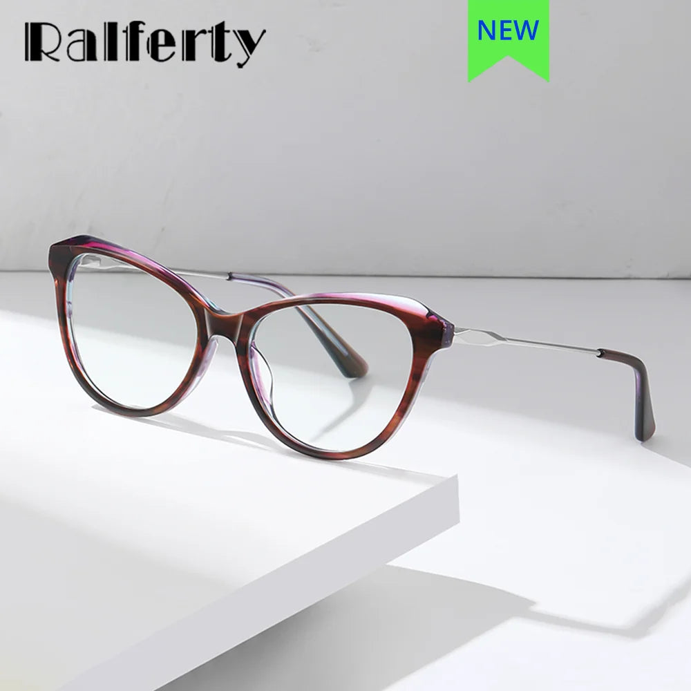 Ralferty Women's Full Rim Square Cat Eye Acetate Eyeglasses R9216 Full Rim Ralferty   