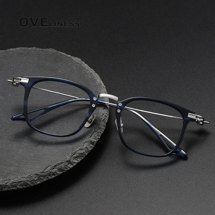 Oveliness Unisex Full Rim Square Acetate Titanium Eyeglasses 80870