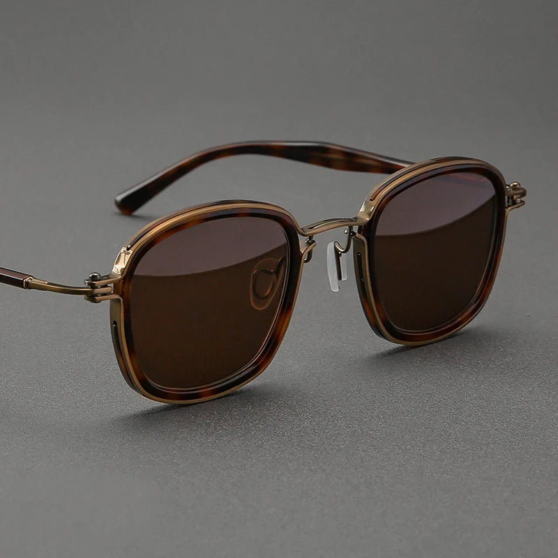 Black Mask Unisex Full Rim Square Acetate Titanium Sunglasses 458631