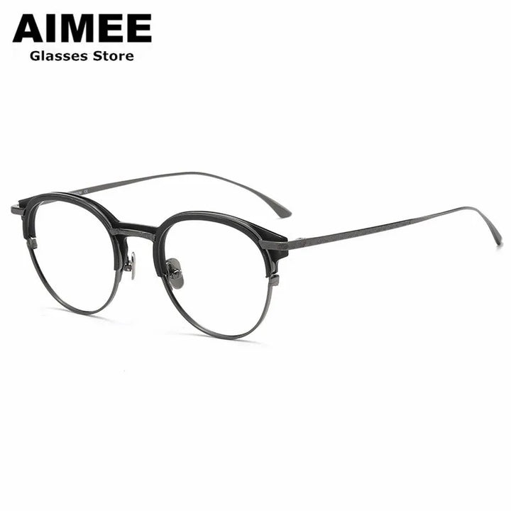 Aimee Unisex Full Rim Round Oval Titanium Acetate Eyeglasses 12516