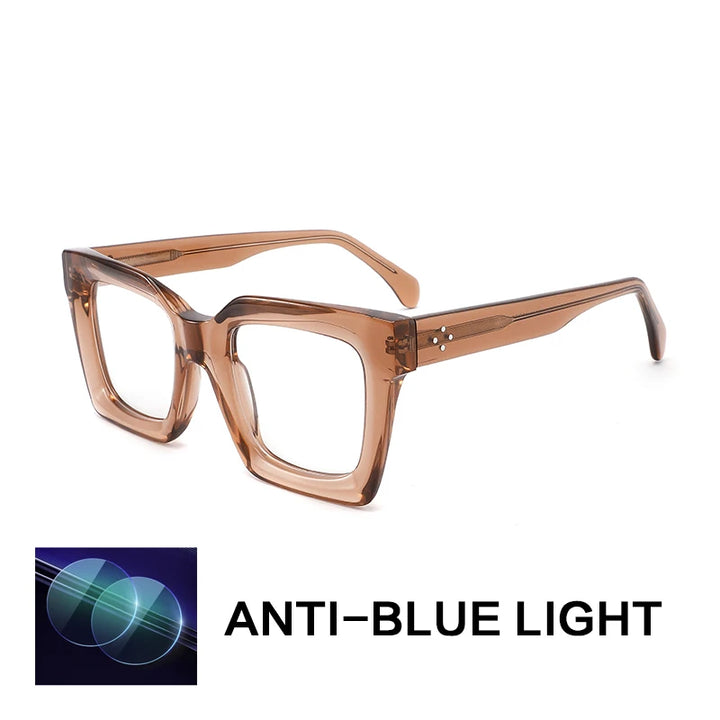 Gatenac Unisex Full Rim Square Acetate Reading Glasses 882215