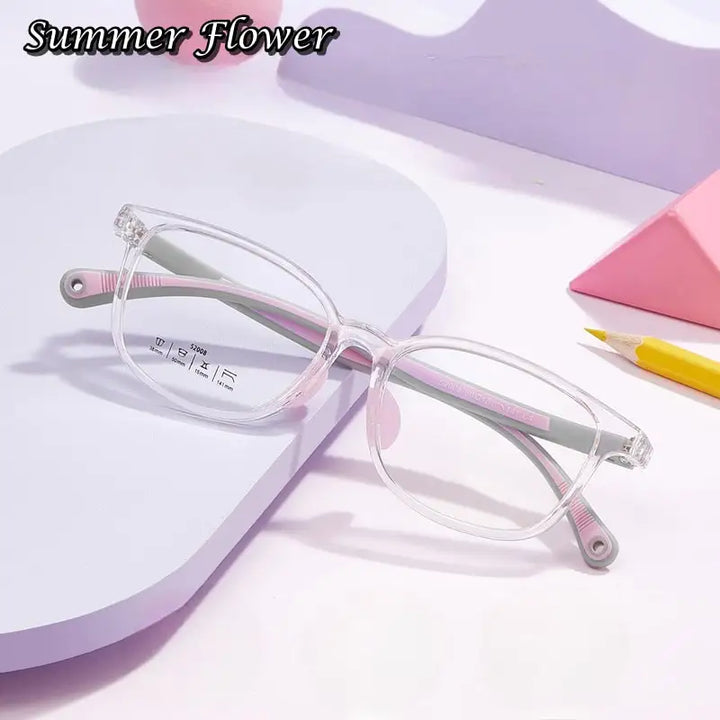 Summer Flower Unisex Youth's Full Rim Square Tr 90 Titanium Eyeglasses 52008