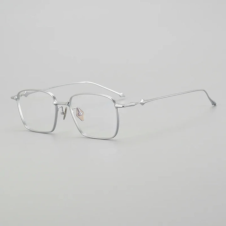 Black Mask Unisex Full Rim Irregular Square Titanium Eyeglasses 0102 Full Rim Black Mask Silver  