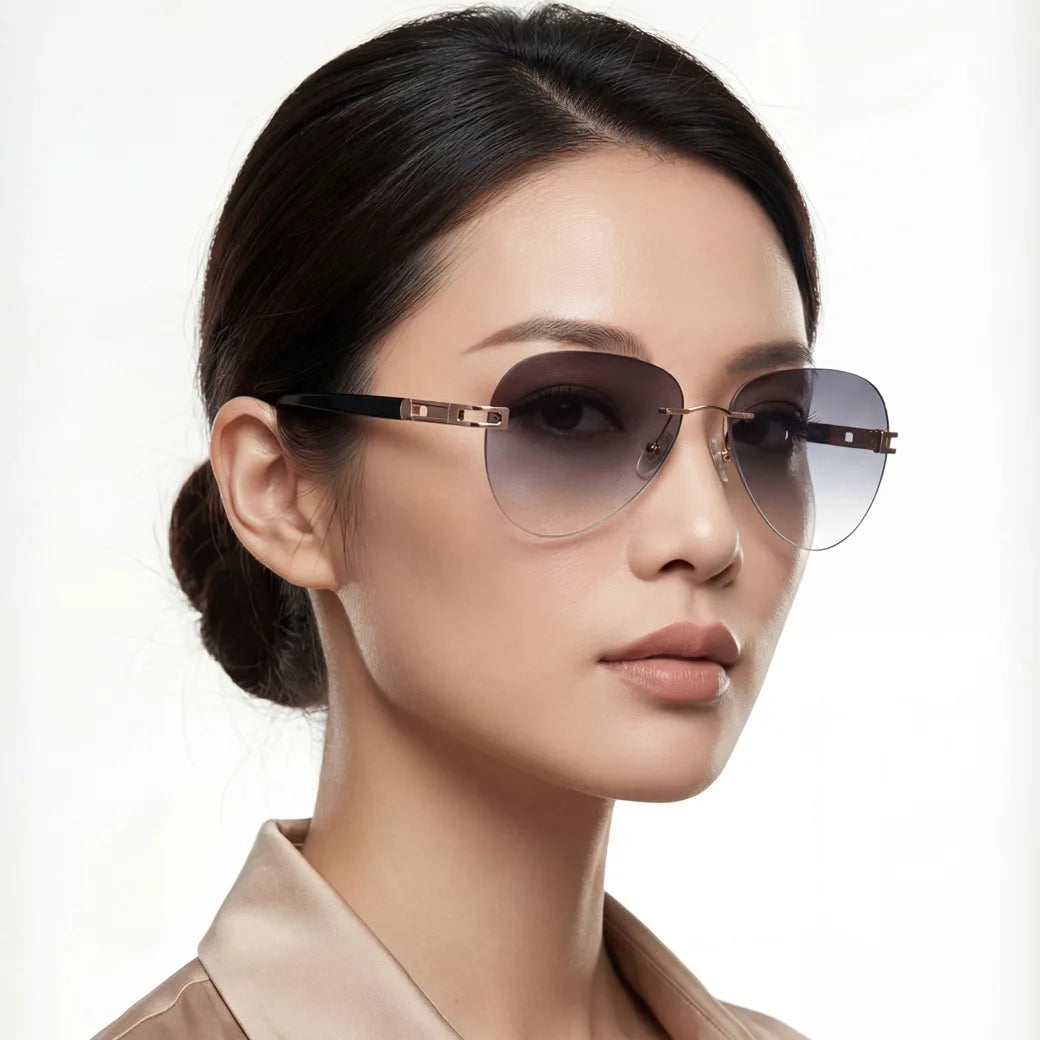 Blackmask Unisex Rimless Pilot Titanium Sunglasses BM-1104