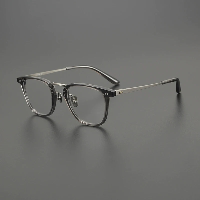 Gatenac Unisex Full Rim Square Acetate Titanium Eyeglasses G9072