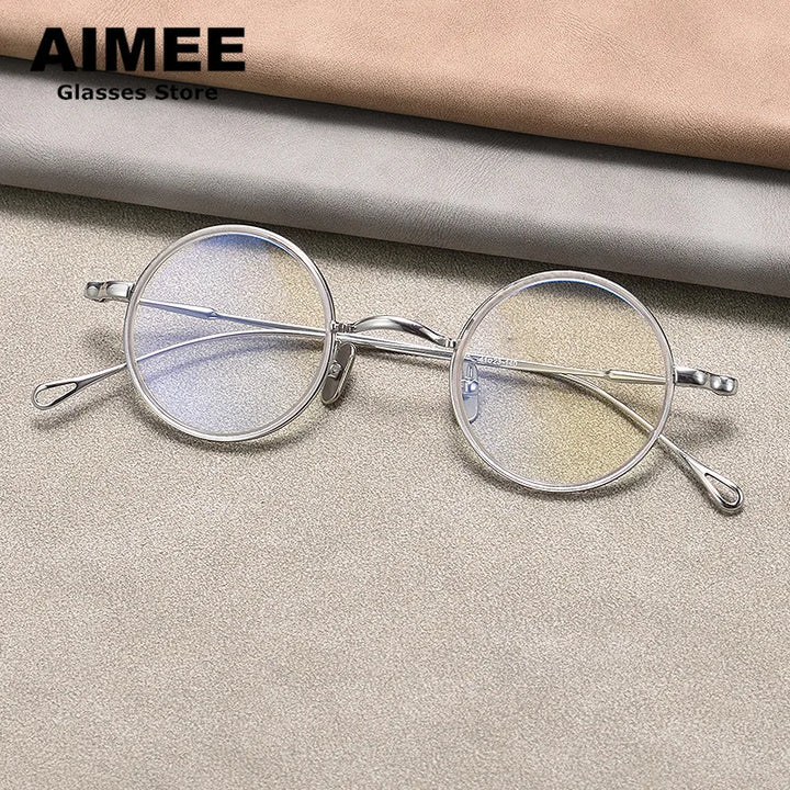 Aimee Unisex Full Rim Round Titanium Acetate Eyeglasses 22008