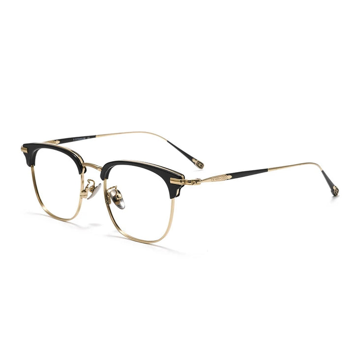 Black Mask Unisex Full RIm Square Titanium Acetate Eyeglasses 380901