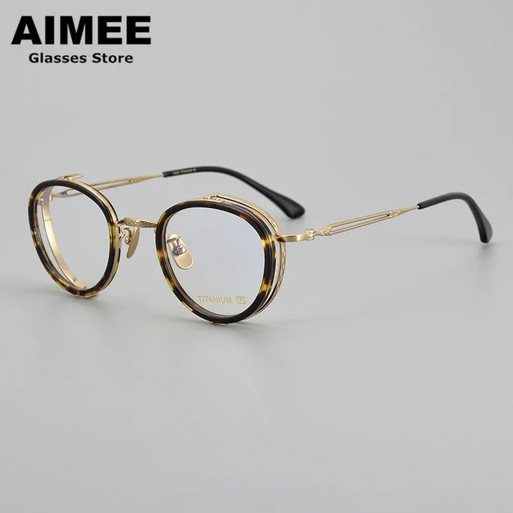 Aimee Unisex Full Rim Round Titanium Acetate Eyeglasses 5054 Full Rim Aimee   