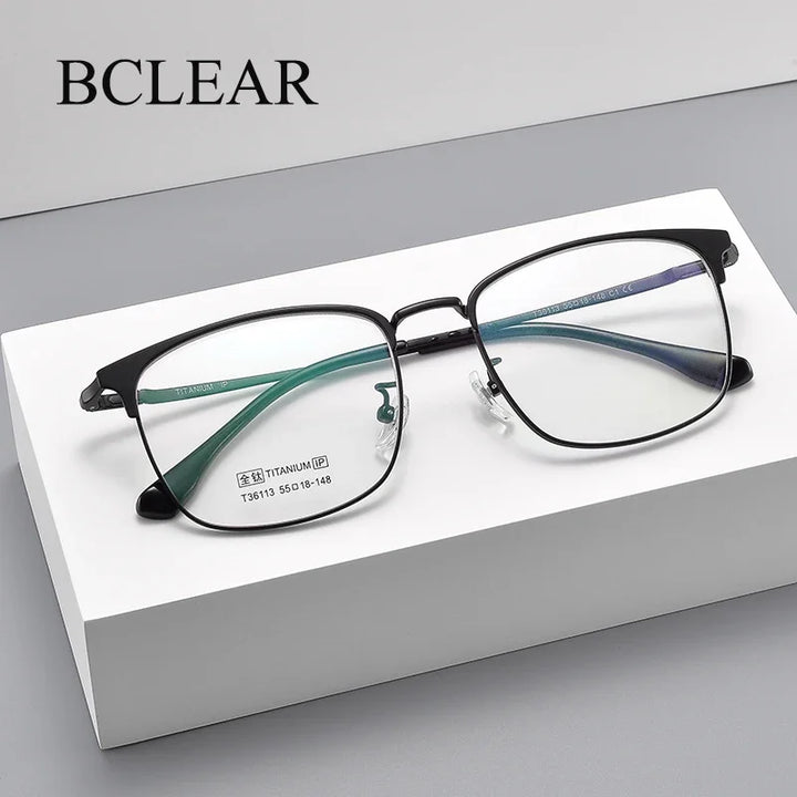 Bclear Unisex Full Rim Square Titanium Tr 90 Eyeglasses 836113