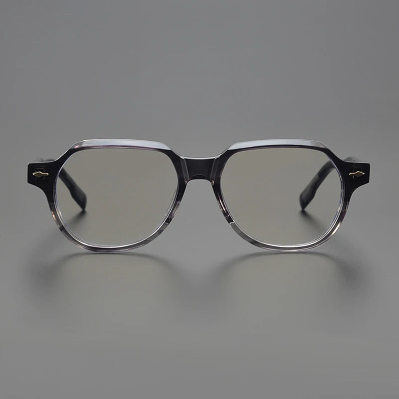Black Mask Unisex Full Rim Flat Top Oval Acetate Eyeglasses 14717 Full Rim Black Mask   