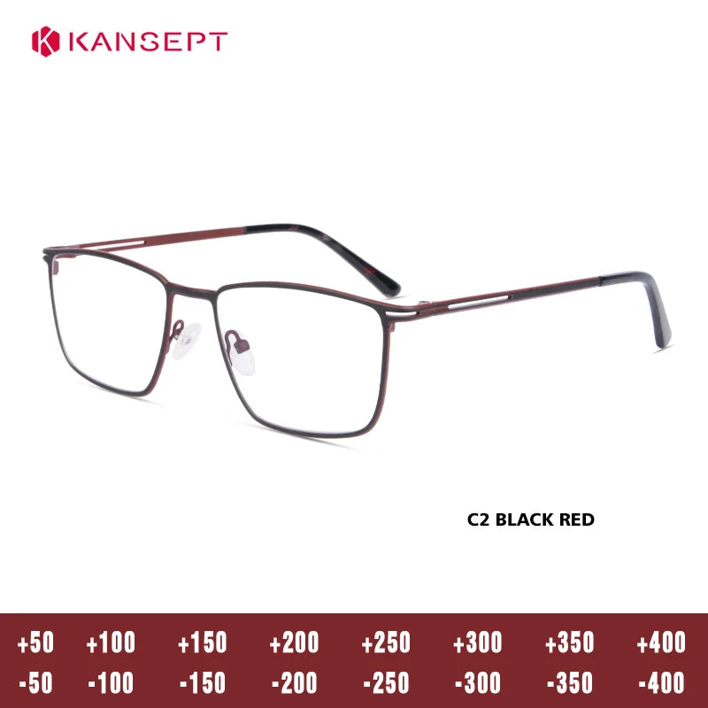 Kansept Unisex Full Rim Square Alloy Tr 90 Reading Glasses 74633
