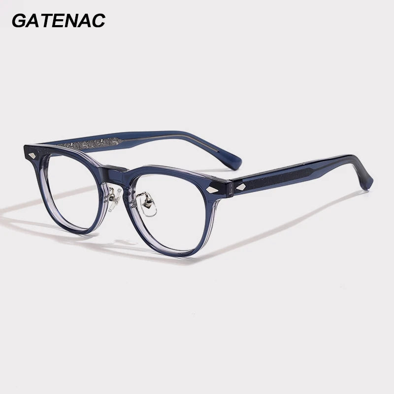 Gatenac Unisex Full Rim Square Oval Acetate Eyeglasses G1522 Full Rim Gatenac   