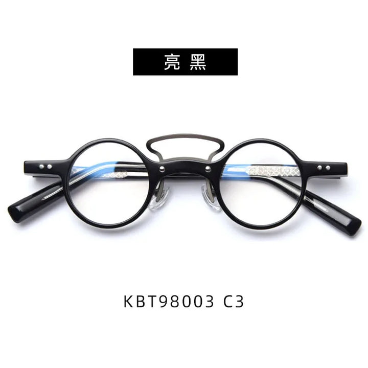Cubojue Unisex Full Rim Round Double Bridge Acetate Titanium Reading Glasses 98003