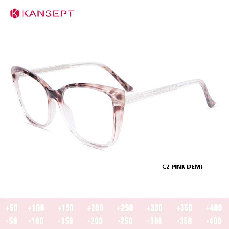 Kansept Women's Full Rim Cat Eye Tr 90 Alloy Reading Glasses 712137