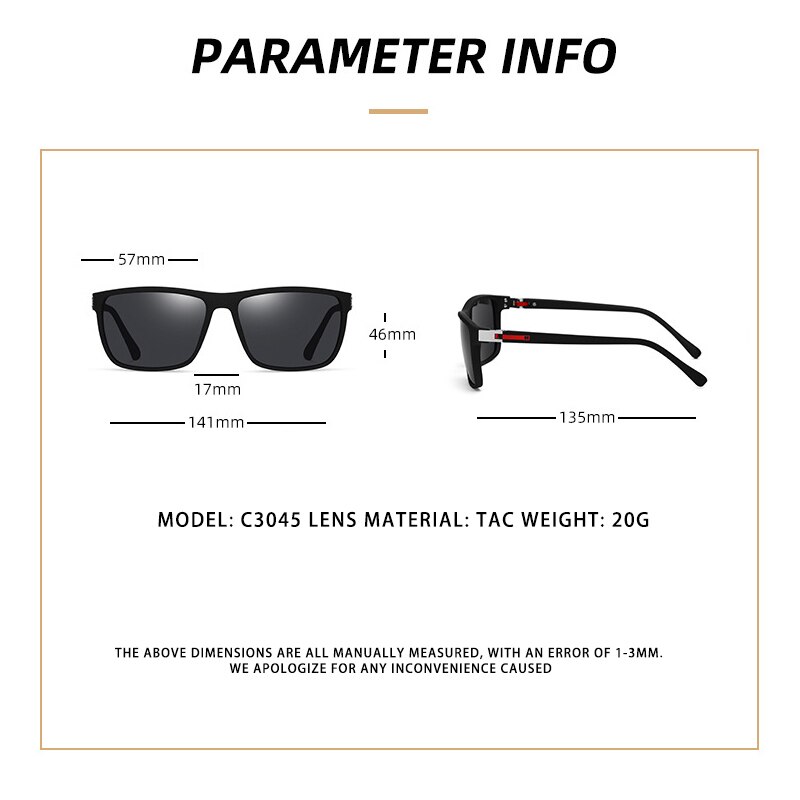 Yimaruili Unisex Full Rim Square Tr 90 Polarized Sunglasses C3045 Sunglasses Yimaruili Sunglasses   