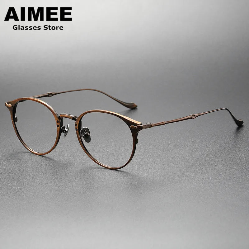 Aimee Unisex Full Rim Oval Round Titanium Eyeglasses 3112 Full Rim Aimee Bronze  