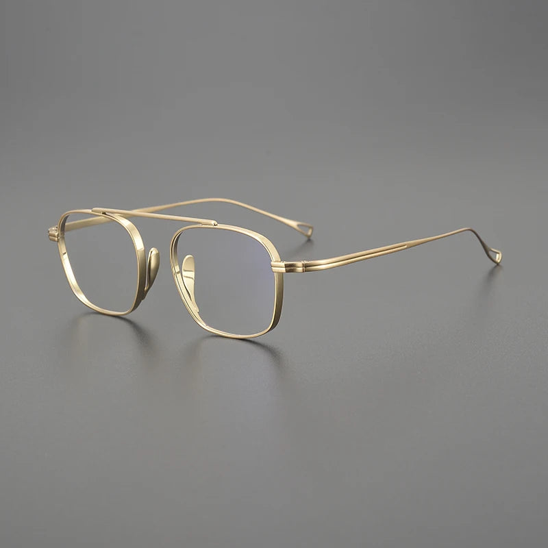 Black Mask Unisex Full Rim Square Double Bridge Titanium Eyeglasses Mk9501 Full Rim Black Mask Gold  