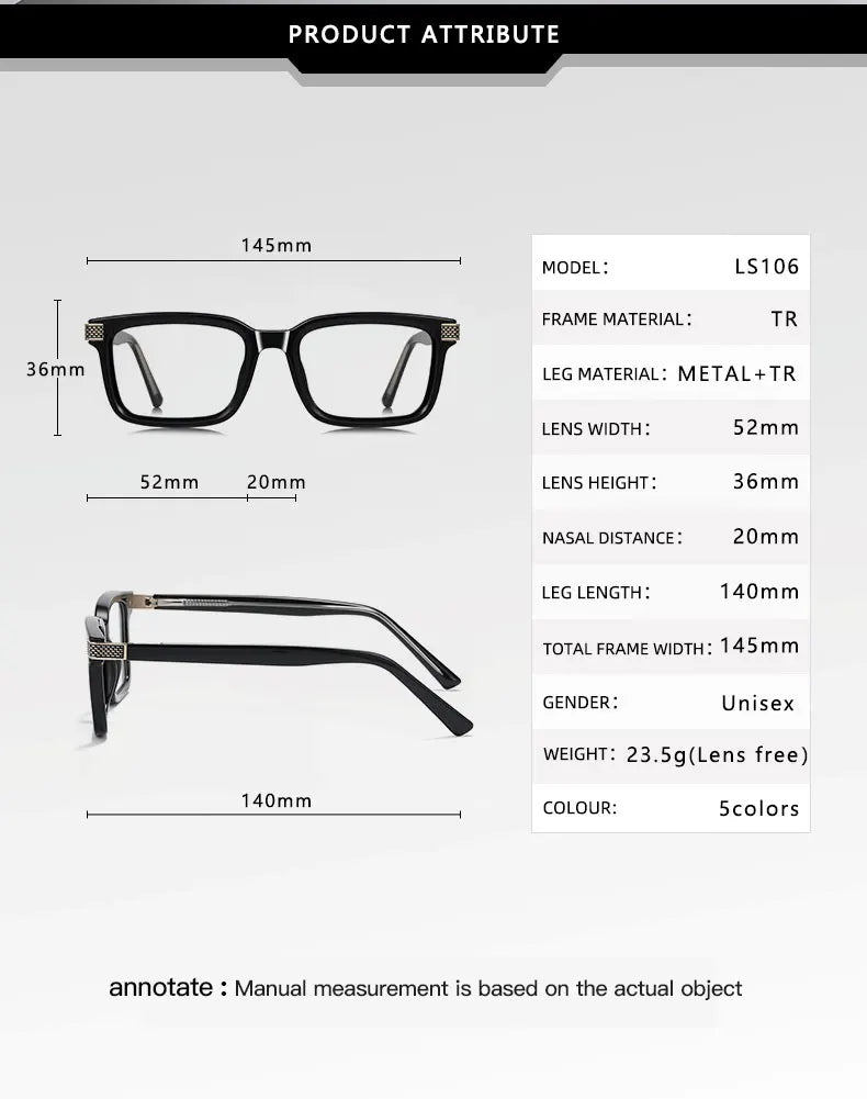Vicky Unisex Full Rim Square Tr 90 Titanium Reading Glasses 67106