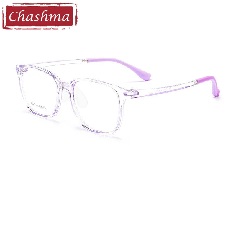 Chashma Ottica Unisex Youth Full Rim Square Tr 90 Titanium Eyeglasses 2606 Full Rim Chashma Ottica Transparent Purple  