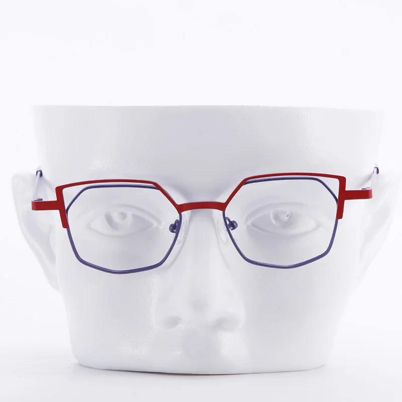 Muzz Women's Full Rim Polygon Cat Eye Alloy Eyeglasses 5527 Full Rim Muzz   