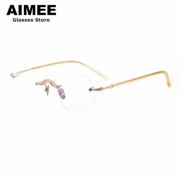 Aimee Women's Rimless Flat Top Square Titanium Eyeglasses 7122 Rimless Aimee   