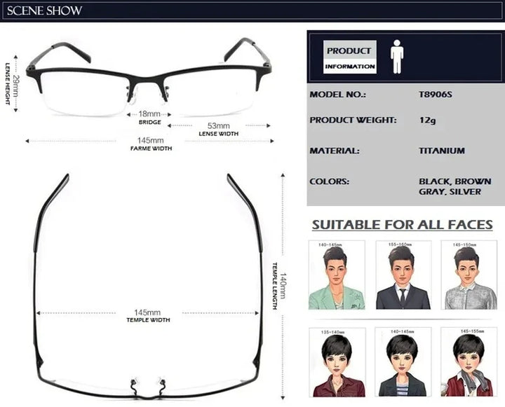 Chashma Ochki Men's Semi Rim Square Titanium Eyeglasses 78906