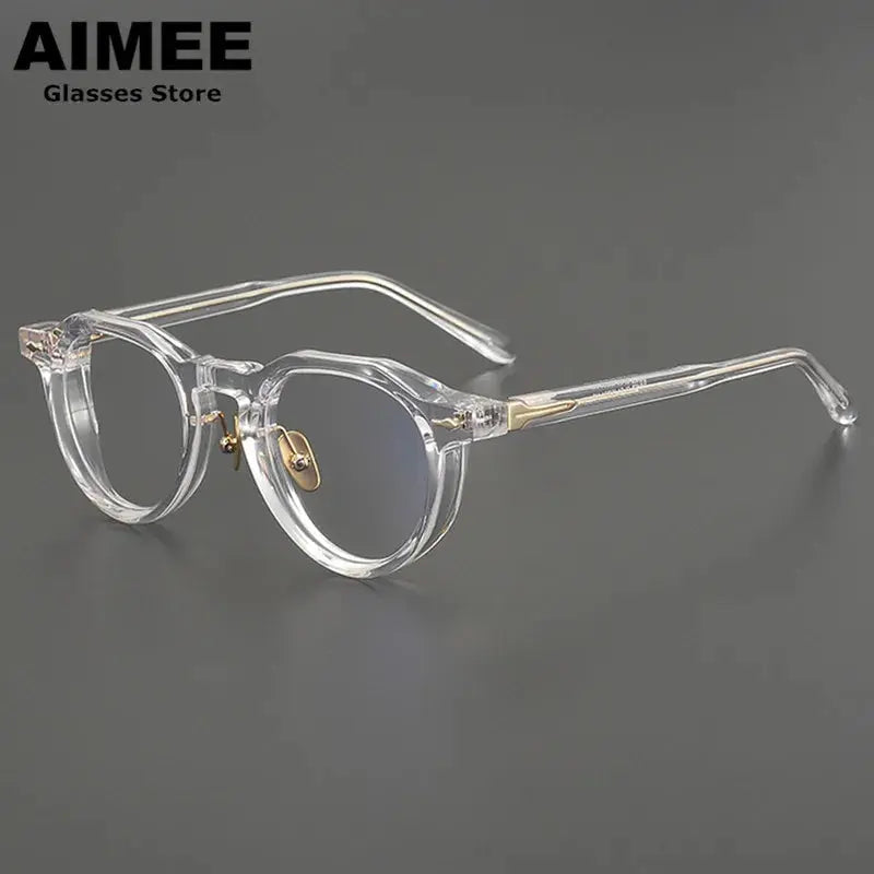 Aimee Unisex Full Rim Flat Top Round Acetate Eyeglasses 471861 FuzWeb