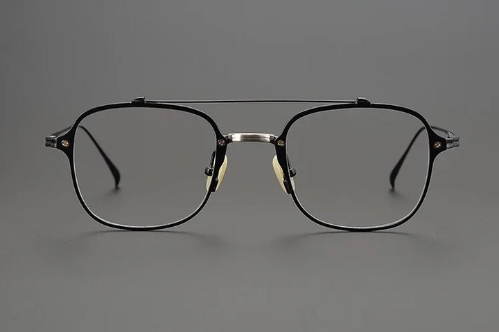 Aimee Unisex Full Rim Square Double Bridge Titanium Eyeglasses Full Rim Aimee Black  